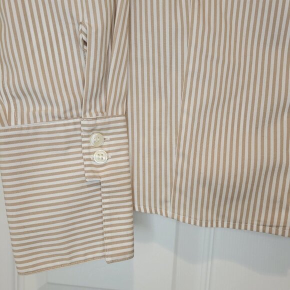 CALVIN KLEIN Blouse Tan & White Stripes - Picture 4 of 10